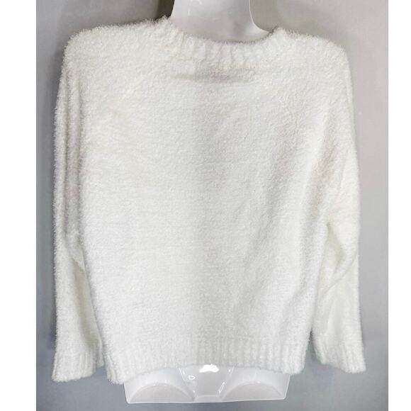 POOF Merry Christmas Sequin Elf Fuzzy Sweater White Women's Medium NWT - Picture 3 of 6